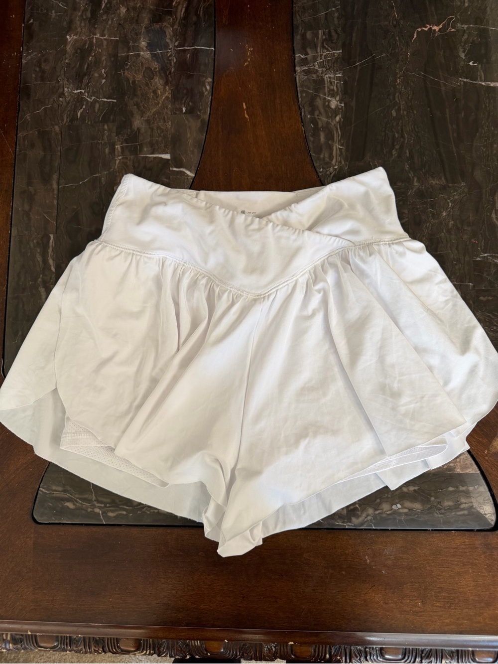 Women’s White Layered Athletic Skort with Gathered Waist